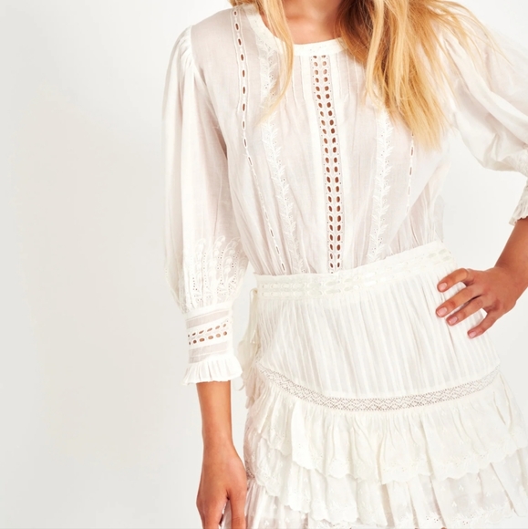 Loveshackfancy White Ecru Lorelei Dress Size XS Bohemian Festival - Picture 4 of 16